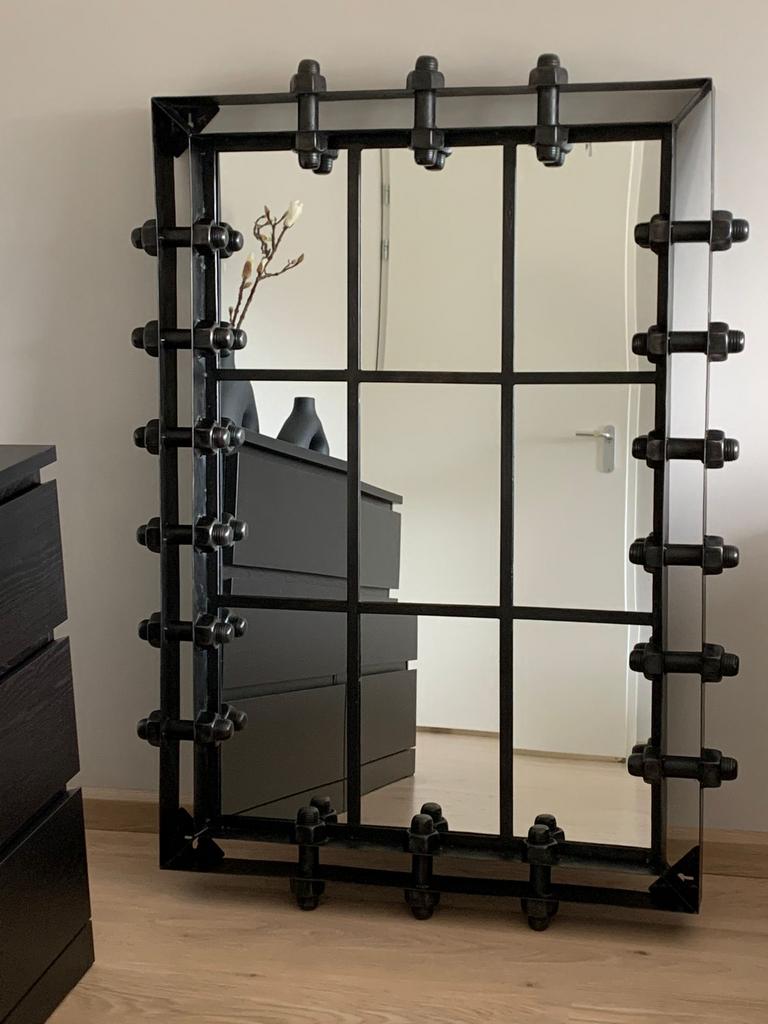 Unieke Industriële Spiegel van Designer Felici Aussie, Ophalen, 100 tot 150 cm, Zo goed als nieuw, 75 tot 100 cm