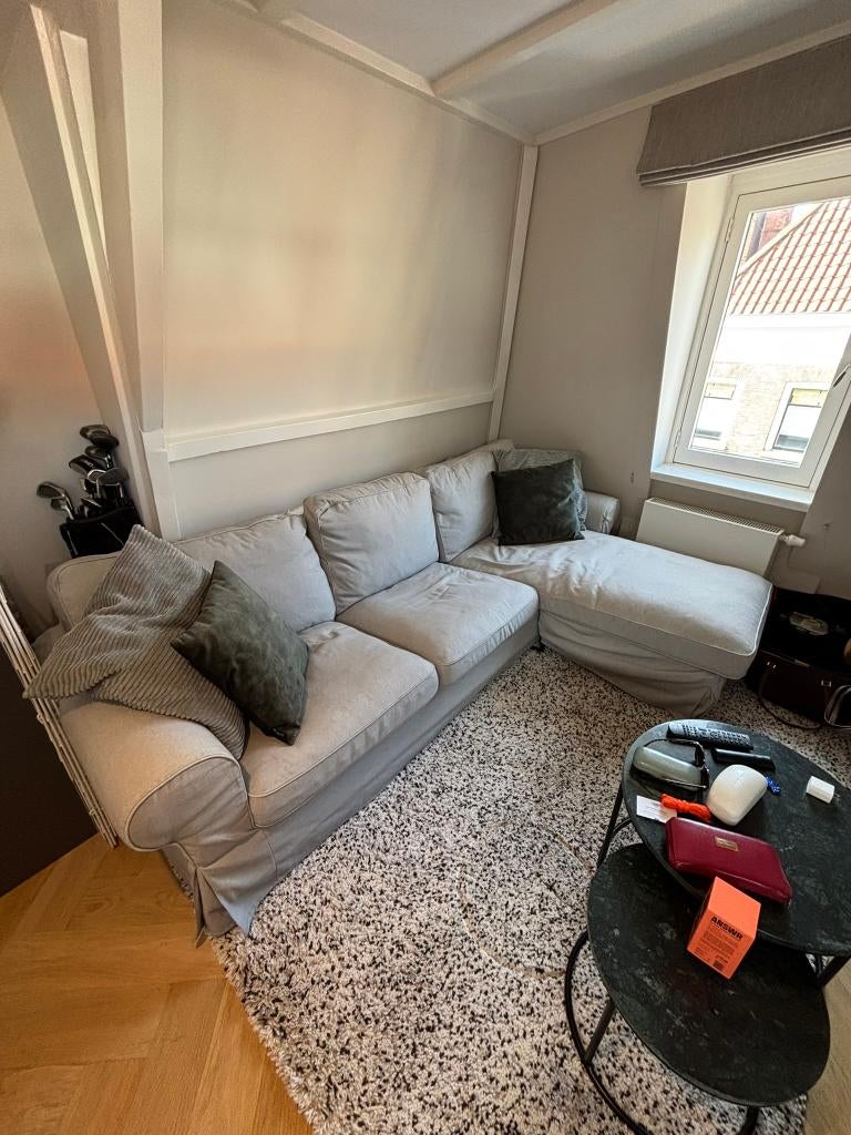 IKEA EKTORP 3-zitsbank met chaise longue – Nette staat, Huis en Inrichting, Ophalen, 250 tot 300 cm, Gebruikt, Hoekbank