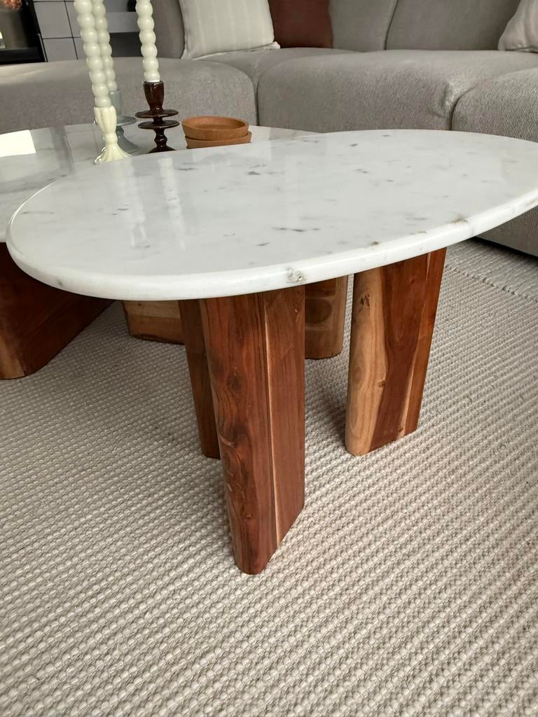 Sissy Boy salontafel met marmeren blad, Ophalen, Gebruikt, 100 tot 150 cm, 50 tot 100 cm