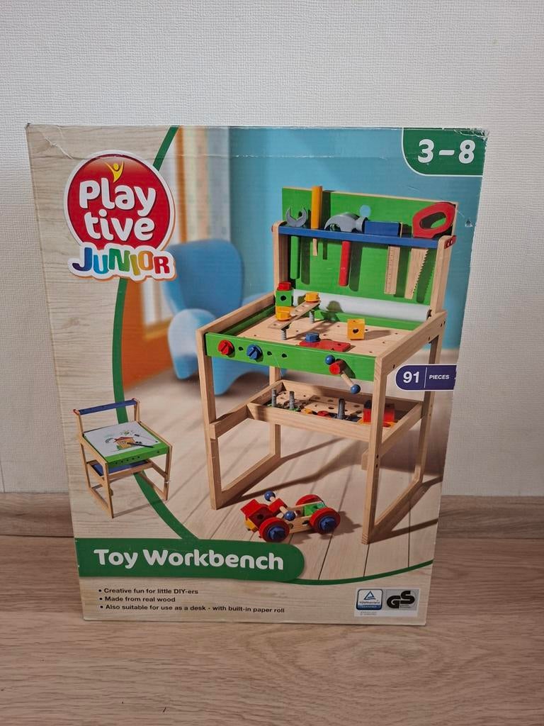 Playtive houten werkbank met gereedschap, Ophalen, Zo goed als nieuw, Jongen of Meisje