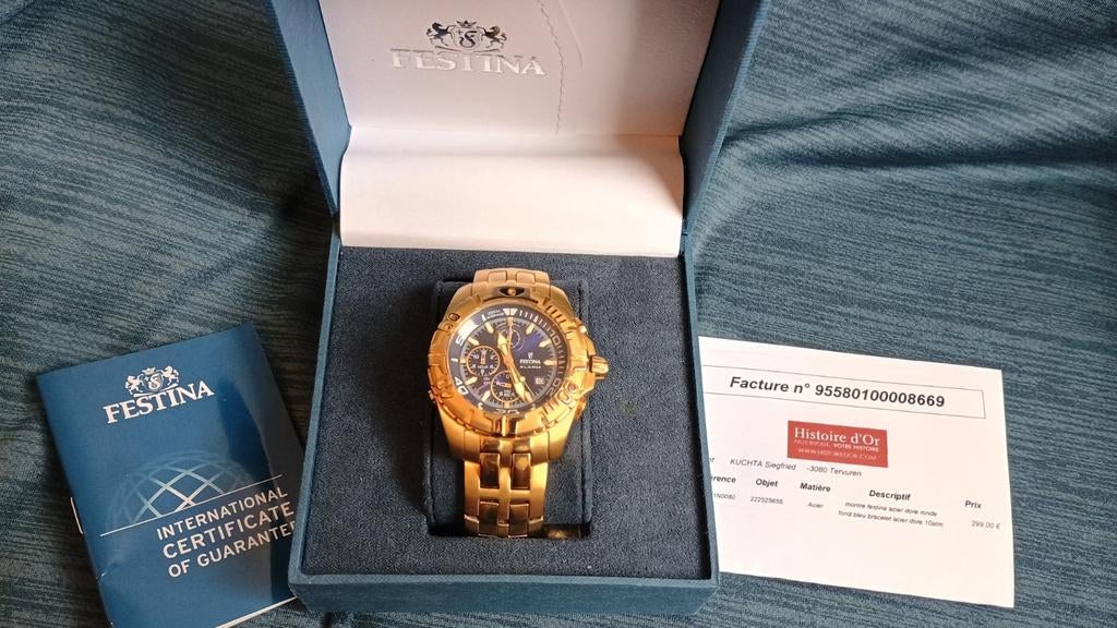 Festina Chrono Bike Alarm Herenhorloge 161119 Goudkleurig, Verzenden