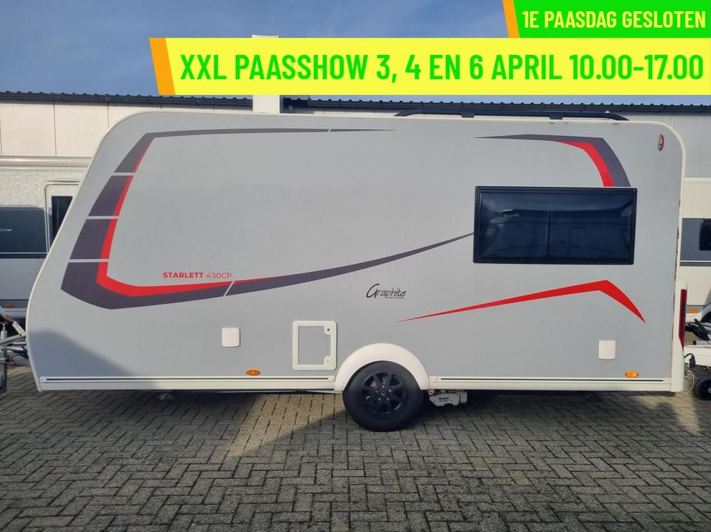 STERCKEMAN STARLETT GRAPHITE 430 CP ZAKLUIFEL + MOVER + GFK, Caravans en Kamperen, Caravans, Sterckeman, Bedrijf, 750 - 1000 kg