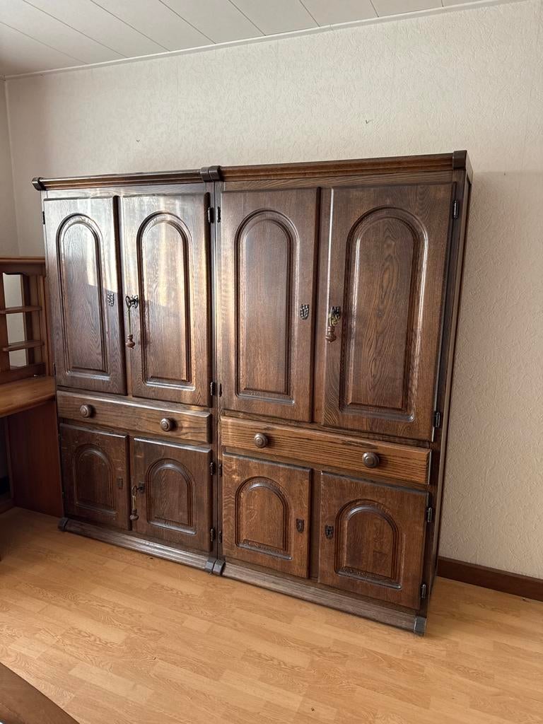 Massief eikenhouten kledingkast/opbergkast, Ophalen, Gebruikt, Eikenhout, Met lade(s)