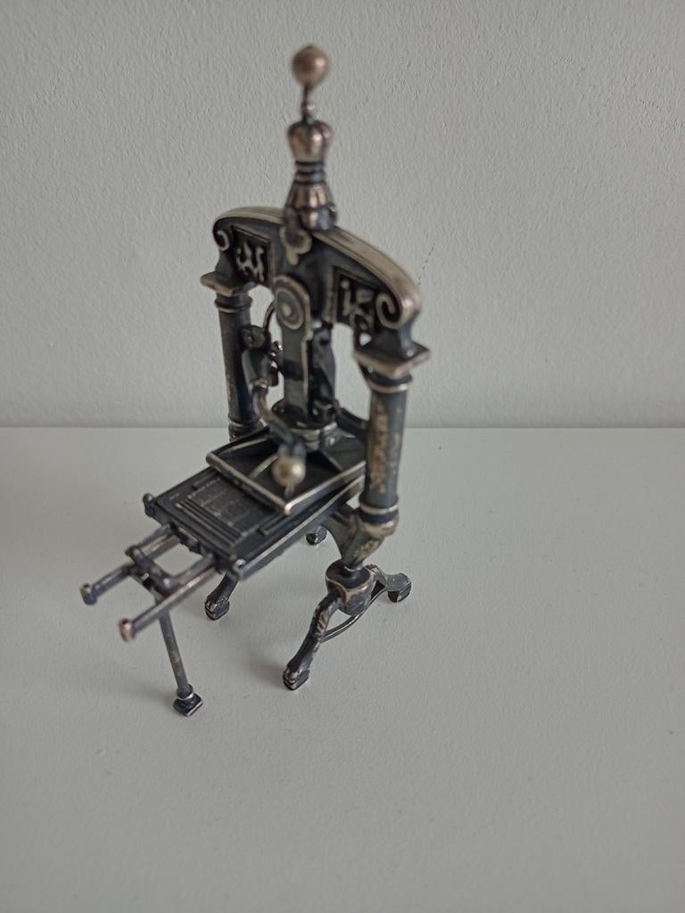 Zilveren miniatuur drukpers Menegatti, Ophalen of Verzenden, Zo goed als nieuw