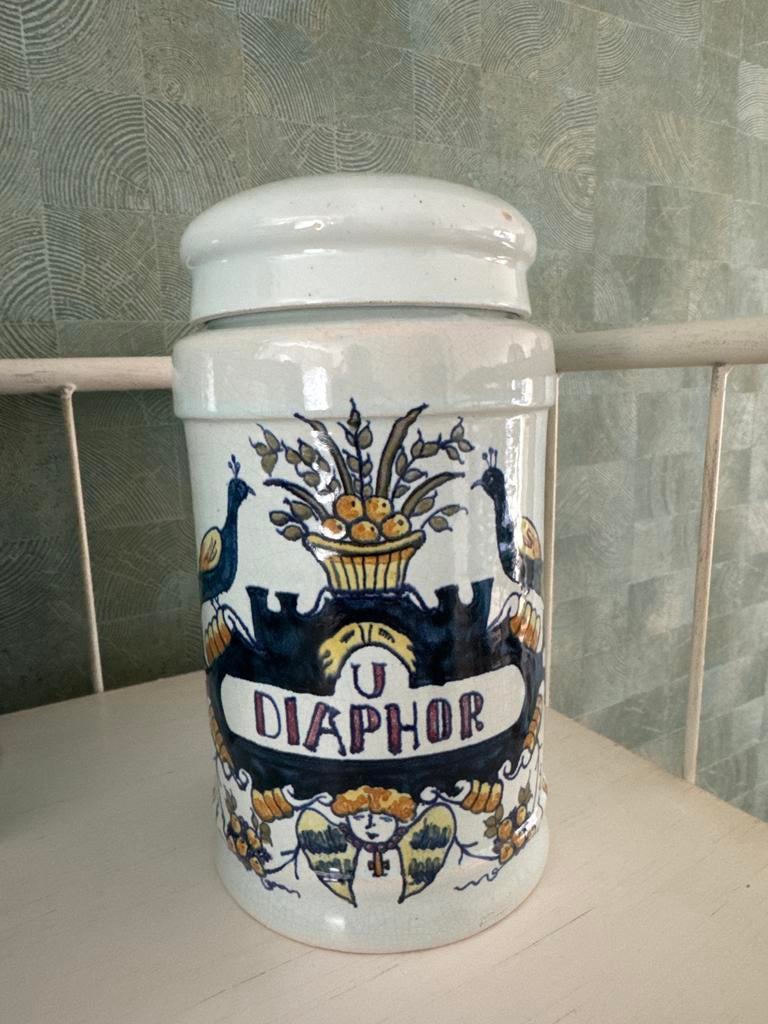 Antieke Delftse Apothekerspot 'U Diaphor', Antiek en Kunst, Antiek | Keramiek en Aardewerk, Ophalen of Verzenden