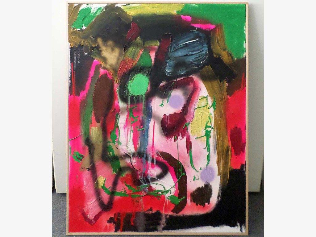 80x60 abstract-expressionist. jaren-'80/90 ANONIEM modern w4, Antiek en Kunst, Kunst | Schilderijen | Abstract, Ophalen of Verzenden