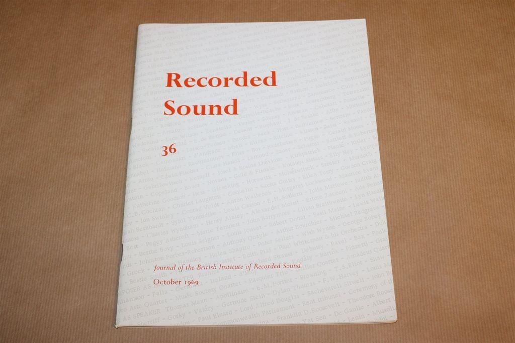 Recorded Sound 36 — Met o.a. Frits Weiland, Ophalen of Verzenden, Gelezen, Artiest