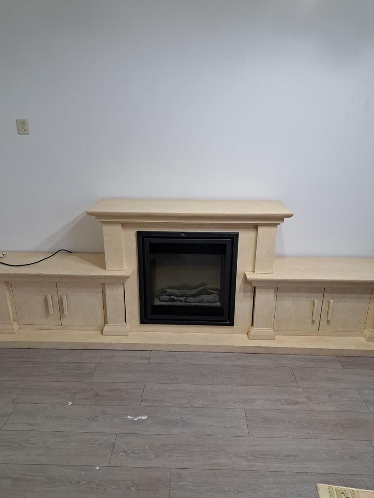 Tv-meubel met open haard en kast, Huis en Inrichting, Kasten | Televisiemeubels, Ophalen, 25 tot 50 cm, Minder dan 100 cm