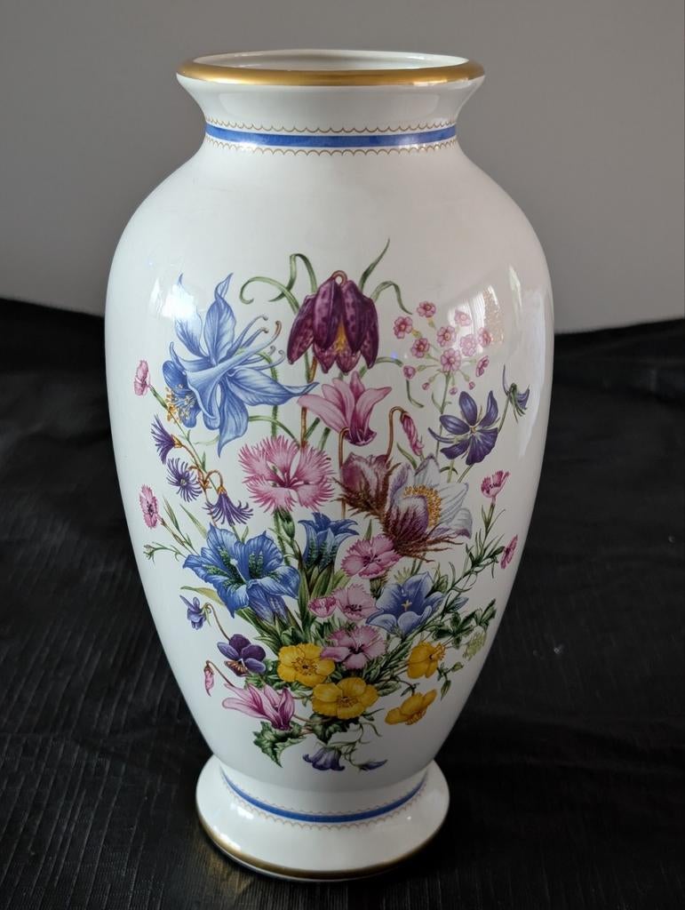 Franklin Mint Witte Vaas met Bloemenmotief, Ophalen of Verzenden