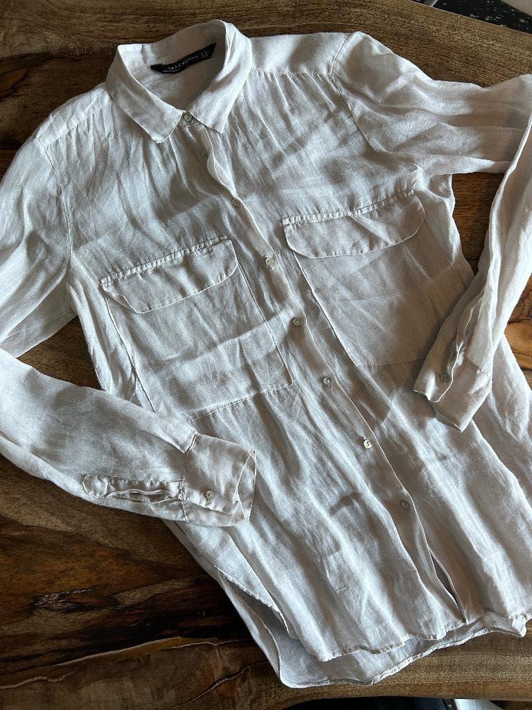 kastopruiming heel mooie lichtgrijze ZARA WOMAN blouse XS, Zara, Ophalen of Verzenden, Maat 34 (XS) of kleiner, Grijs
