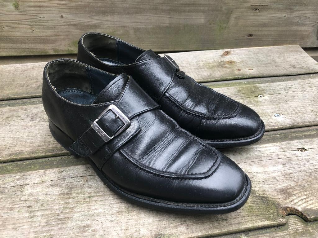 FLORIS VAN BOMMEL zwarte monks maat 6/39.5 G, Zwart, Ophalen of Verzenden, Gespschoenen, Gedragen