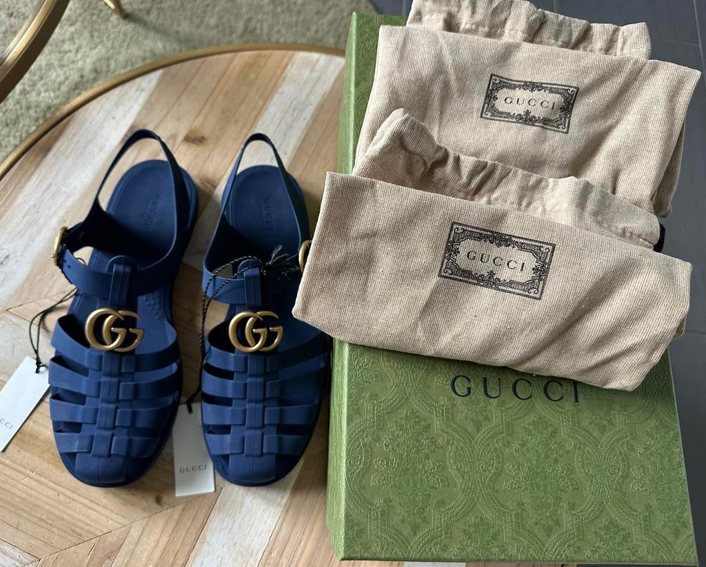 Nieuw Gucci Marmont Rubber sandalen voor heren donker blauw, Ophalen of Verzenden, Nieuw, Blauw, Sandalen
