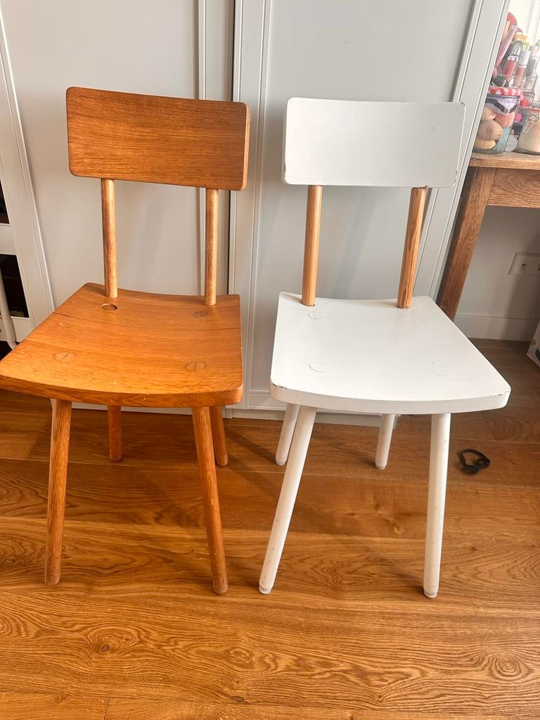 Originele houten stoeltjes Piet Hein Eek, Gebruikt, Wit, Ophalen of Verzenden, Eén