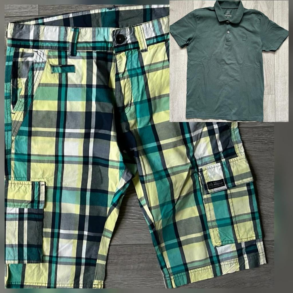 Jack & Jones Polo Shirt & Geruite Korte Broek Set, Kleding | Heren, T-shirts, Ophalen of Verzenden, Zo goed als nieuw, Maat 46 (S) of kleiner