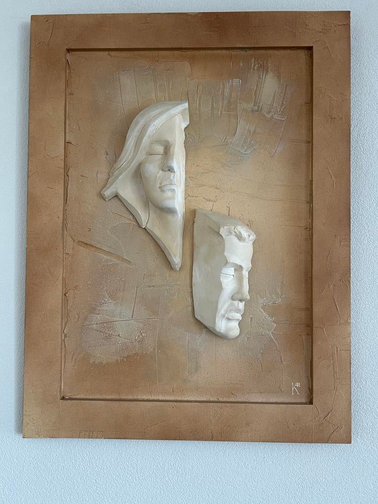 Schilderij 2 gezichten, Antiek en Kunst, Ophalen of Verzenden