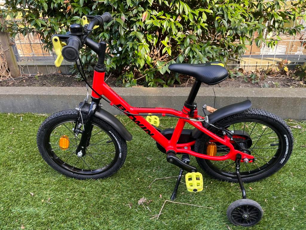B'TWIN Kinderfiets 16 inch met zijwieltjes, Ophalen, Gebruikt, 16 tot 20 inch, Zijwieltjes