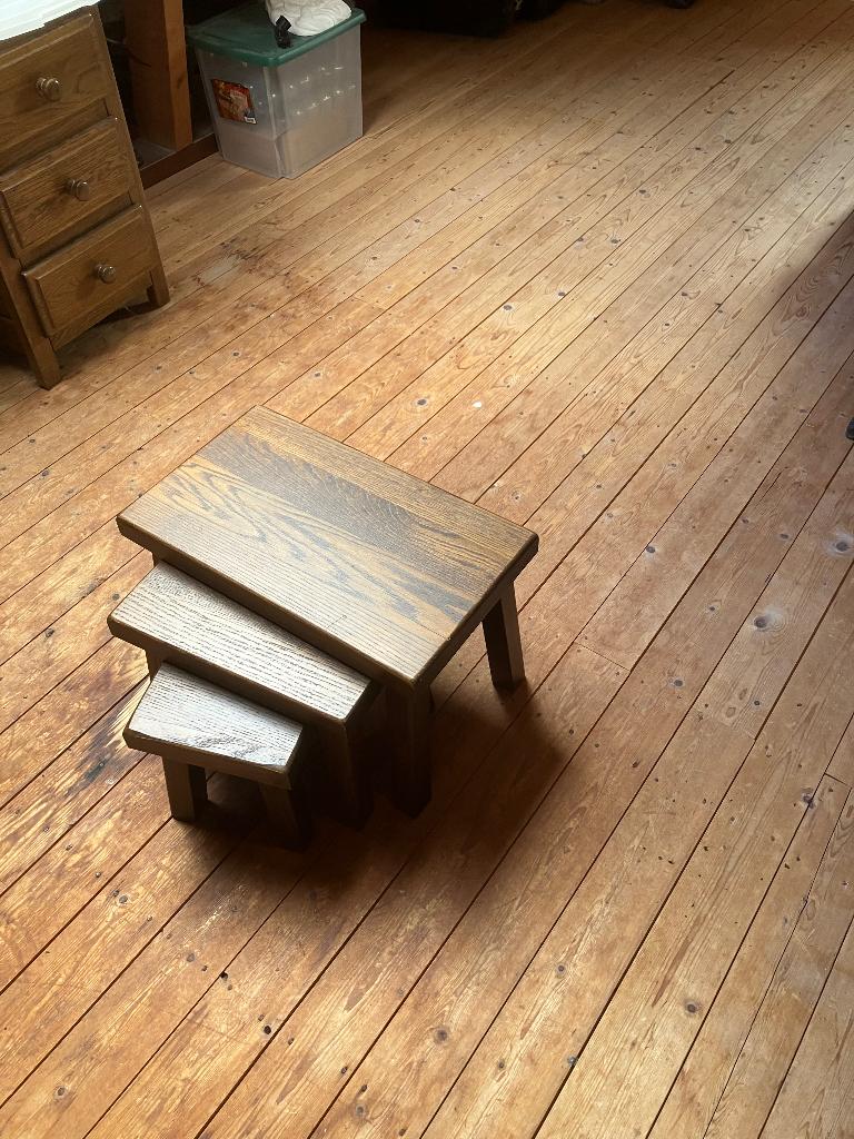 Eiken bijzettafel, Minder dan 55 cm, Gebruikt, Rechthoekig, Hout