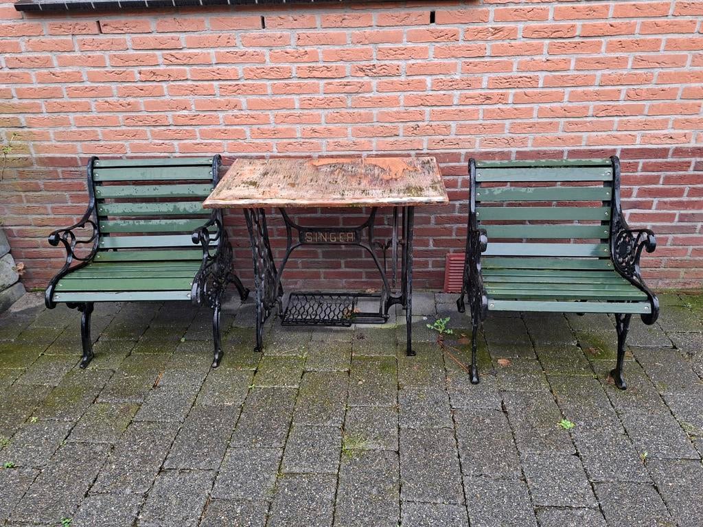 tuinset gietijzer, Tuin en Terras, Ophalen, Gebruikt, Overige materialen, 2 zitplaatsen