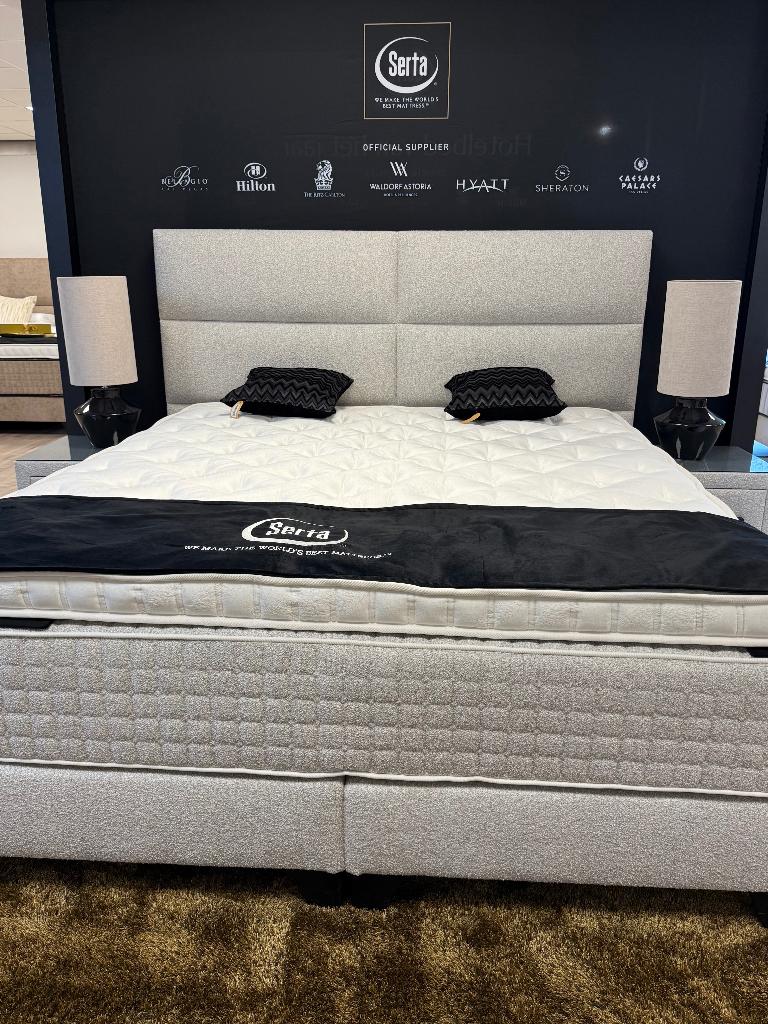 Serta Luxe Boxspring Lounge, Ophalen of Verzenden, 180 cm, 200 cm, Grijs