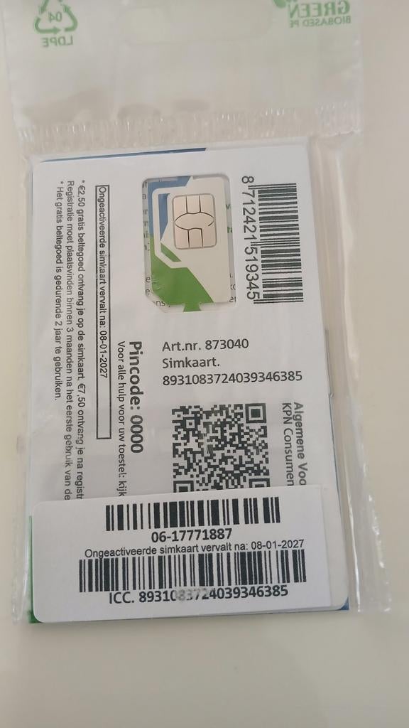Makkelijk 06 Easy nummer kpn prepaid simkaart nieuw gesealde, Verzenden, Nieuw, KPN, Simkaart