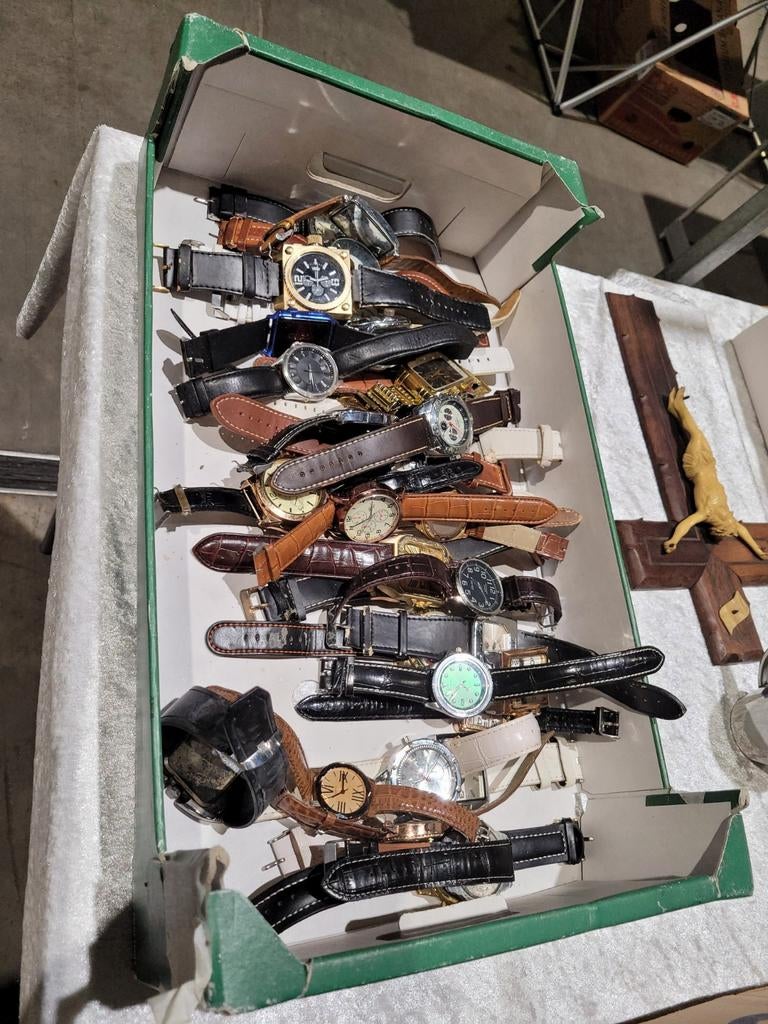 Partij herenhorloges met leren en stalen banden, Ophalen of Verzenden