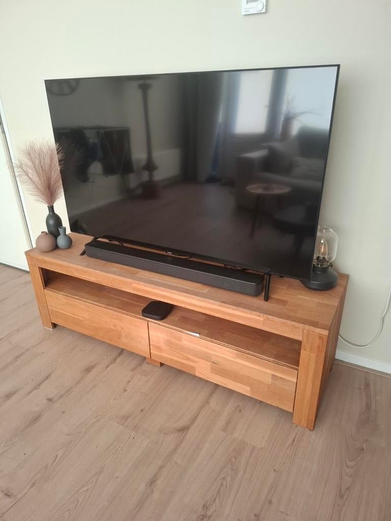 Eikenhouten tv meubel 150x45x45 (LxBxH), Ophalen, Gebruikt, 100 tot 150 cm, Eikenhout