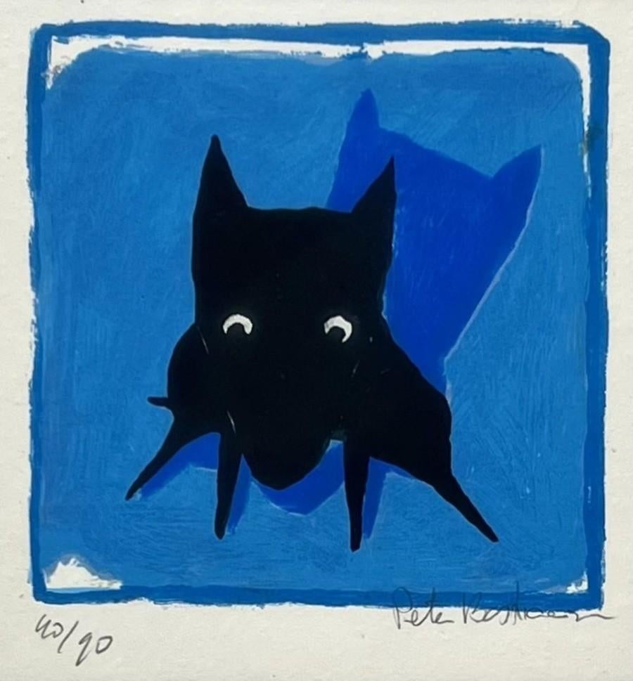 1075. Zeefdruk, P. Sebastiaanssen - Hondjes blauw, ca.2000