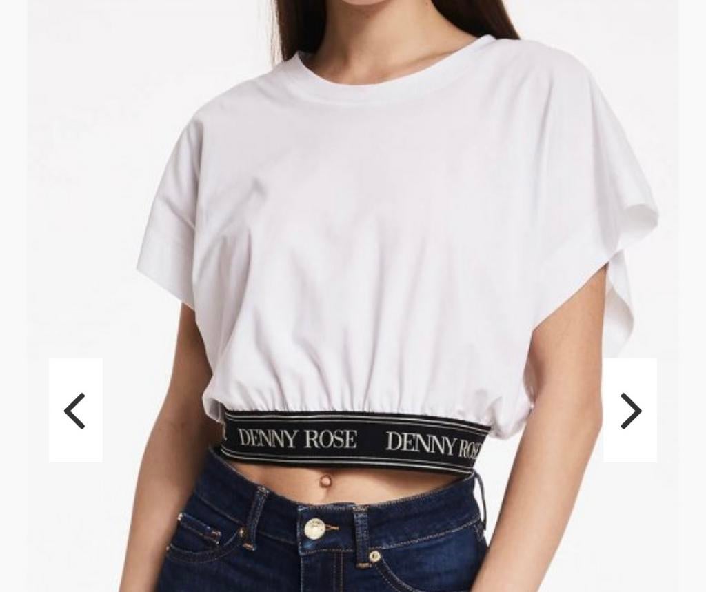 DENNY ROSE top wit met print rugzijde XS en XL, Italie, -, Verzenden, Wit