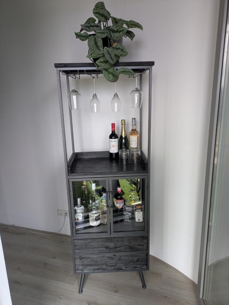 Industrieel Landelijk drankkast wijnkast, Huis en Inrichting, Kasten | Overige, Ophalen, Zo goed als nieuw