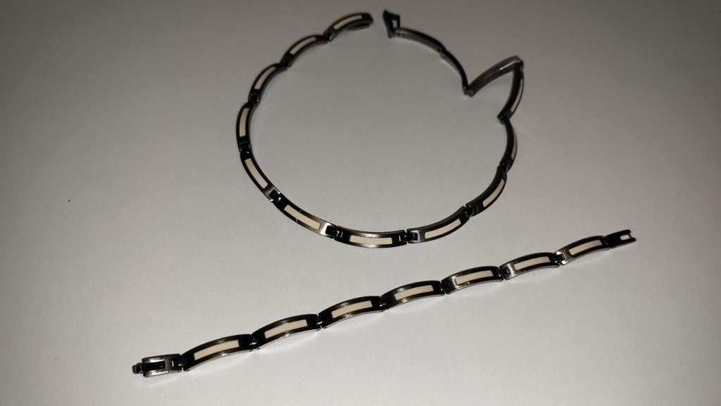 Mooi titanium setje van Boccia, ketting en armband, Ophalen of Verzenden, Zilver, Overige materialen