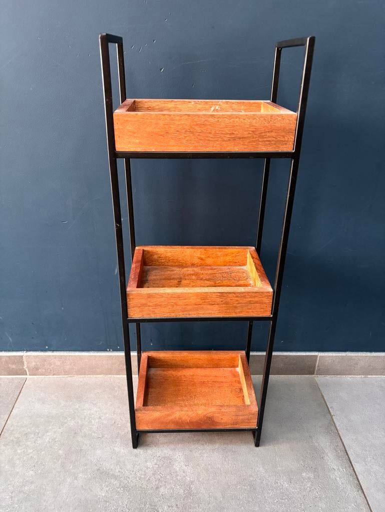 Trendy Vakkenkast Badkamer Staal & Hout, Ophalen, Gebruikt