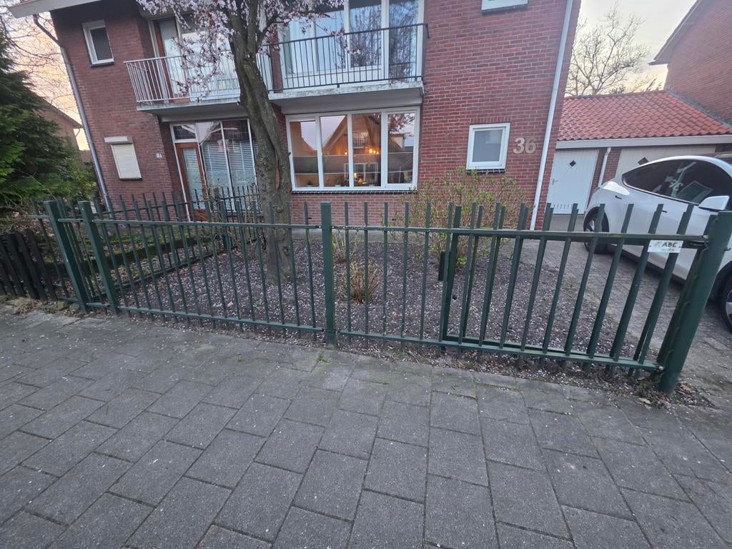 Zeer robuust ABC spijlenhekwerk, dubbele draaipoort 20meter., Ophalen of Verzenden, IJzer