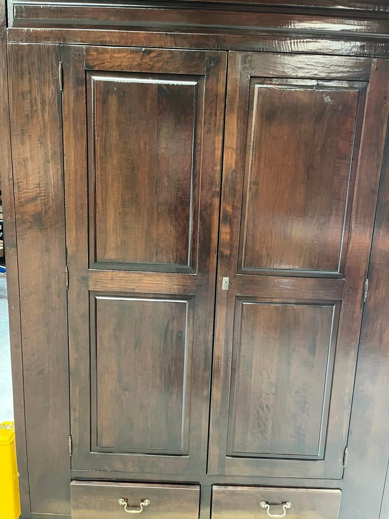Mooie donkerbruine kast met planken en lades, Ophalen, Gebruikt, 200 cm of meer, 50 tot 100 cm