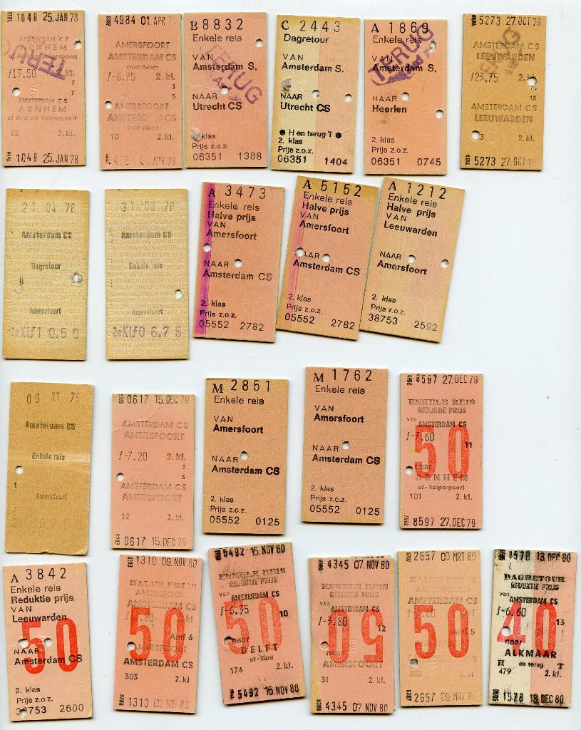 treinkaartjes 1978-1980, Verzamelen, Ophalen of Verzenden, Gebruikt, Trein, Overige typen