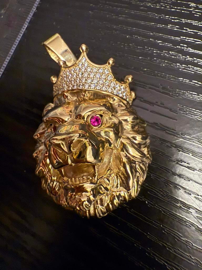 Prachtige 14 karaats gouden leeuw hanger, Ophalen of Verzenden, Nieuw, Goud, Goud