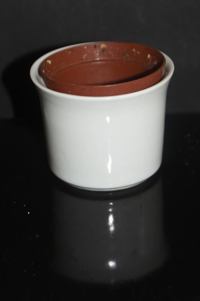 Aardwerken witte ronde FR bloempot met binnenpot, Tuin en Terras, Bloempotten, Verzenden, Rond, Aardewerk, Minder dan 40 cm