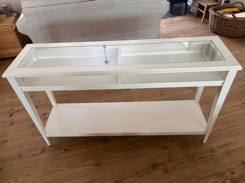 Ikea Liatorp sidetable/bijzettafel- 134 cm, wit, Ophalen, Gebruikt, 100 tot 150 cm, Glas