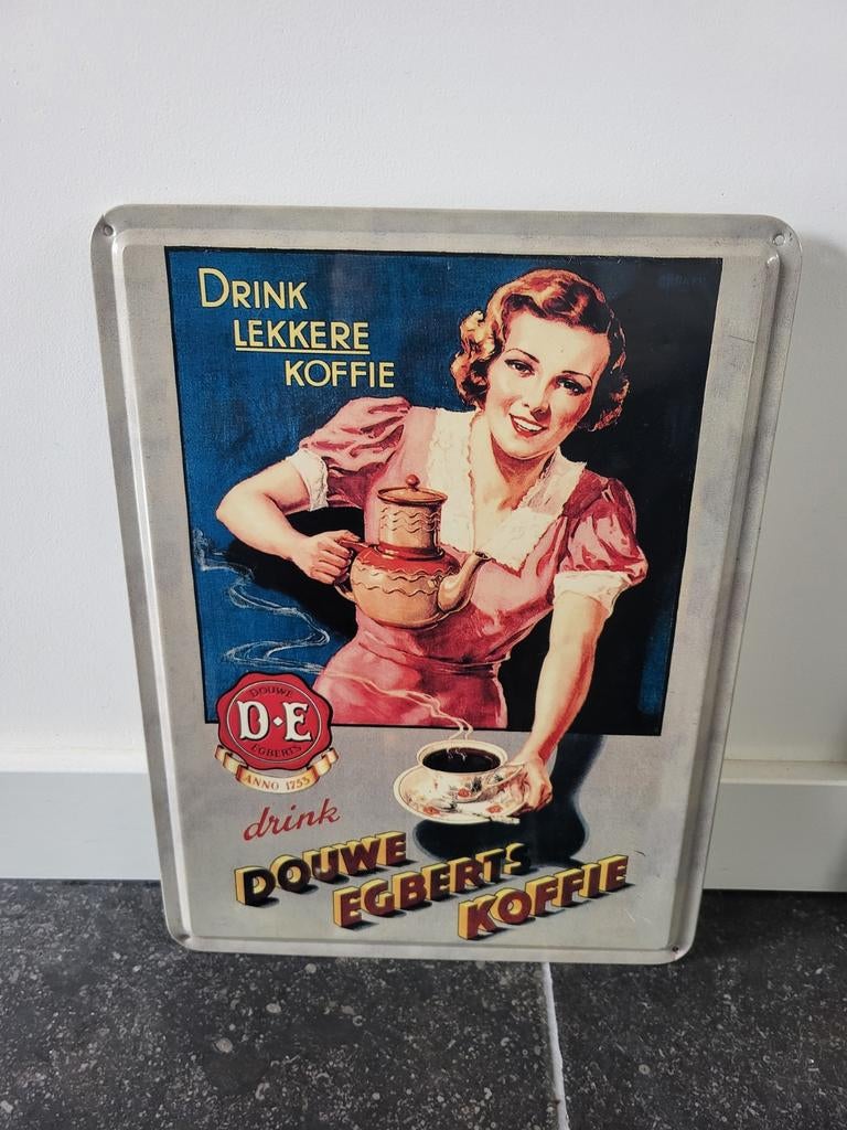 Douwe Egberts Wandbord - Drink Lekkere Koffie, Ophalen of Verzenden