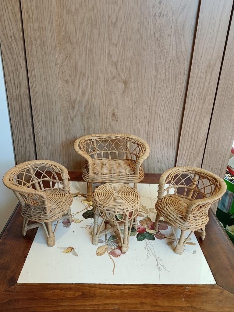 Rieten loungeset Barbie, Ophalen of Verzenden, Gebruikt, Poppenhuis