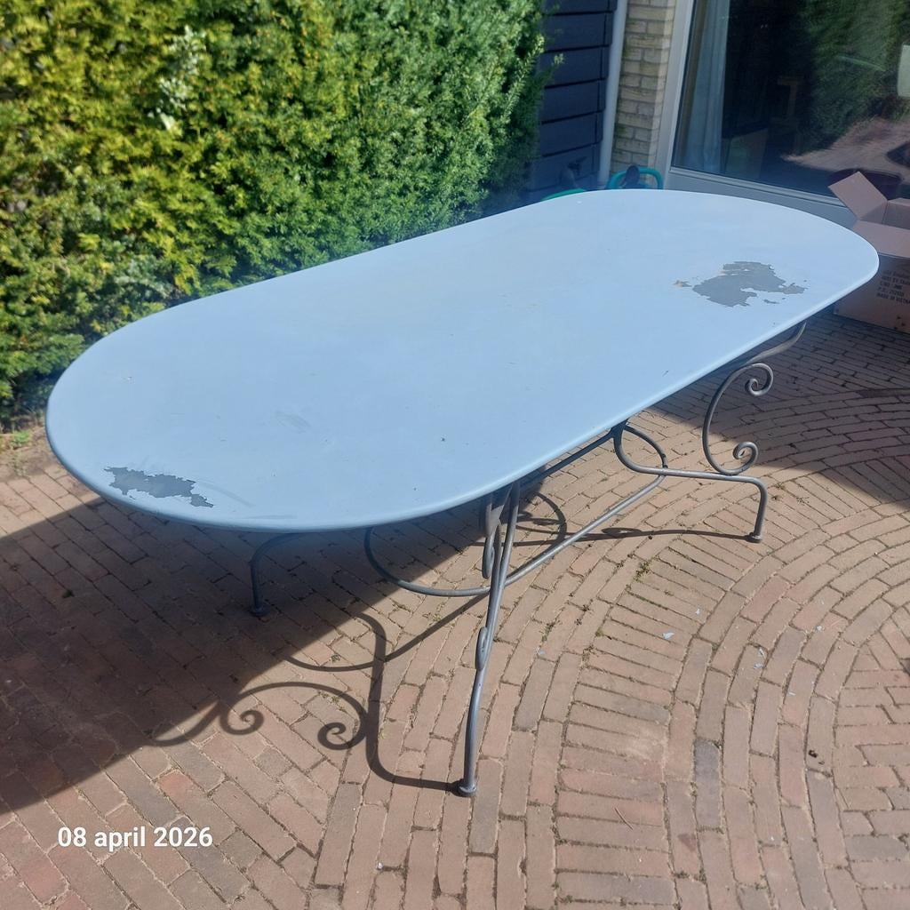 IJzeren tuintafel, Tuin en Terras, Tuintafels, Ophalen, Gebruikt, Ovaal, Metaal