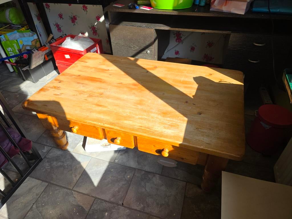 Houten salontafel 120x74x46 cm met 3 lades, Ophalen