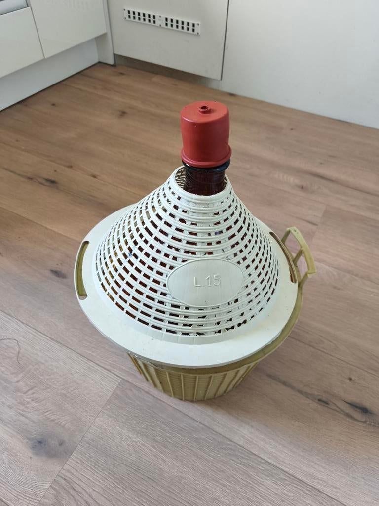 Vintage Glazen Mandfles - 15 Liter, Ophalen, Gebruikt, Overige kleuren, 50 tot 75 cm