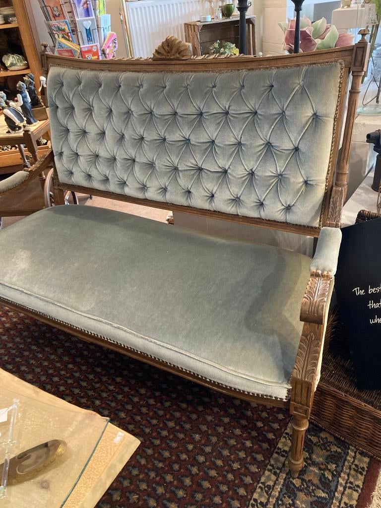 Antieke Franse Louis XVI Stijl Bank - Fluweel, Antiek en Kunst, Ophalen