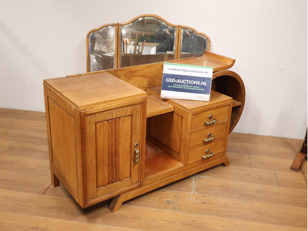 Antiek Art-Deco Dressoir met Spiegel, Huis en Inrichting, Kasten | Dressoirs, Ophalen of Verzenden, Niet ingevuld, Niet ingevuld