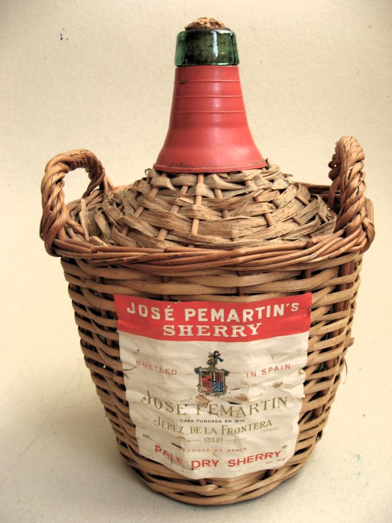 Retro rieten mandfles , Jose Premartin's sherry jaren 70, Ophalen of Verzenden