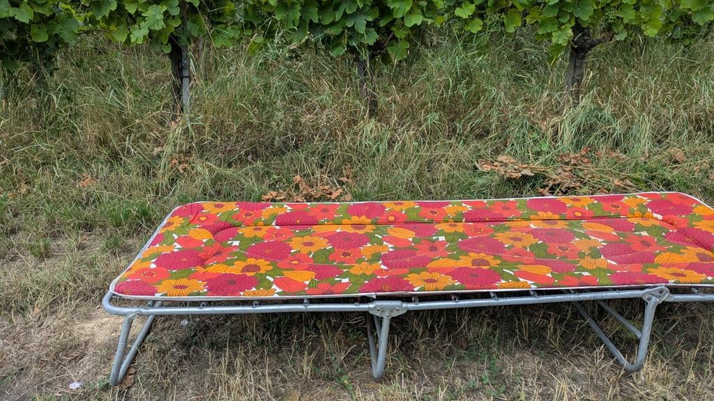 Franse Retro Vintage stretcher ligbed kampeerbed, Ophalen of Verzenden, Gebruikt