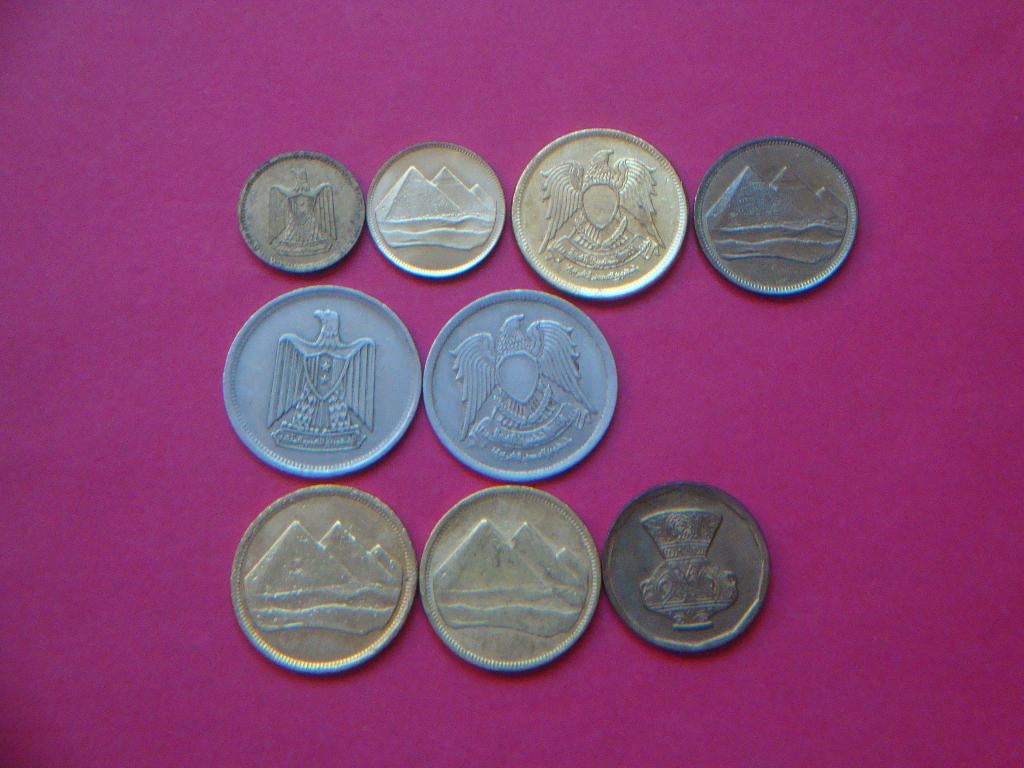 Egypte setje munten 1, 2 en 5 Piastre 1965 / 1992., Verzenden, Egypte, Setje