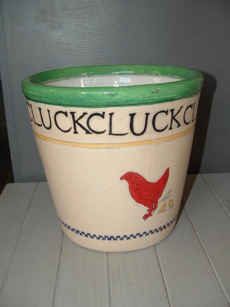 Cluck cluck cluck bloempot kip met kuikens, nieuwprijs 42,95, 25 tot 40 cm, Gebruikt, Rond, Ophalen of Verzenden