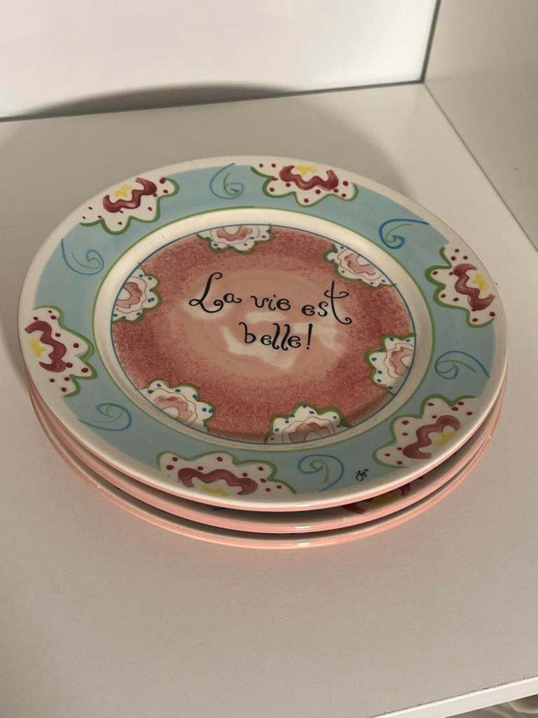 C’est la Vie - Jet ter Steege - ontbijtborden, Ophalen of Verzenden, Zo goed als nieuw, Bord(en), Overige stijlen