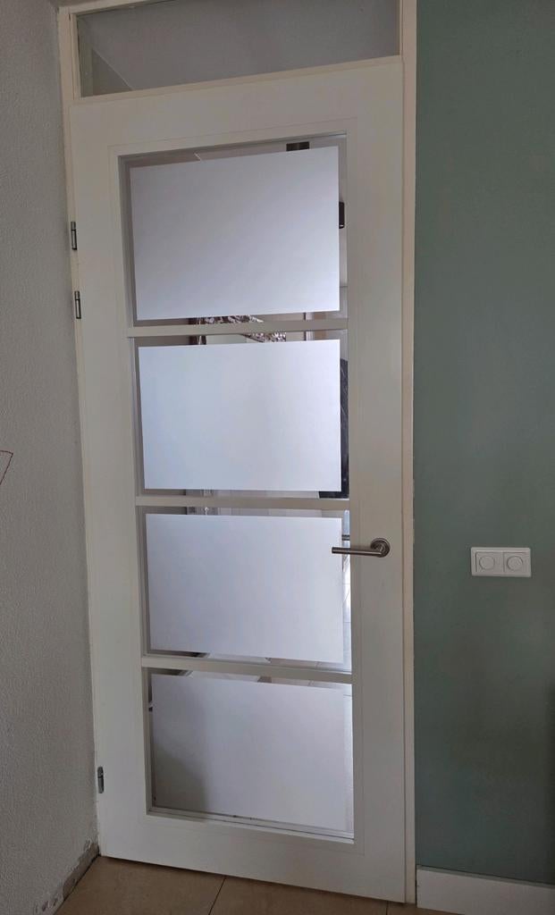 Opdekdeur linksdraaiend met glas, Ophalen of Verzenden, Glas, Binnendeur, 215 cm of meer